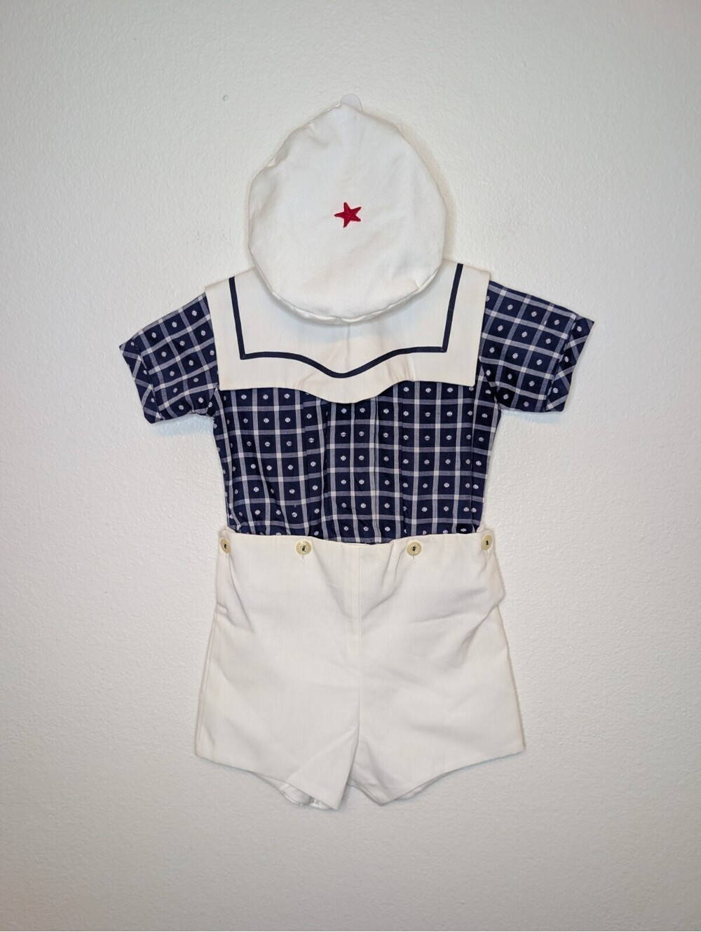 Vintage Monday's Child Sailor Nautical Shorts Hat Set Boys Sz 3T Made in USA